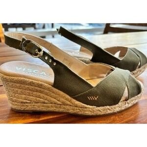 VISCATA Barcelona Espadrille Wedge Sandals Olive Green Size 38 US 7 New w/o Tags